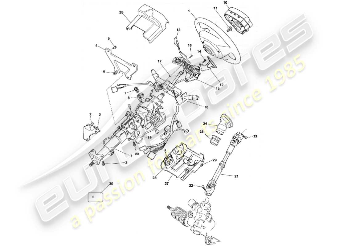 aston martin vanquish (2001) steering column part diagram