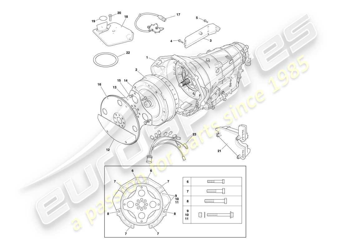 aston martin db7 vantage (2003) automatic transmission, torque convertor part diagram