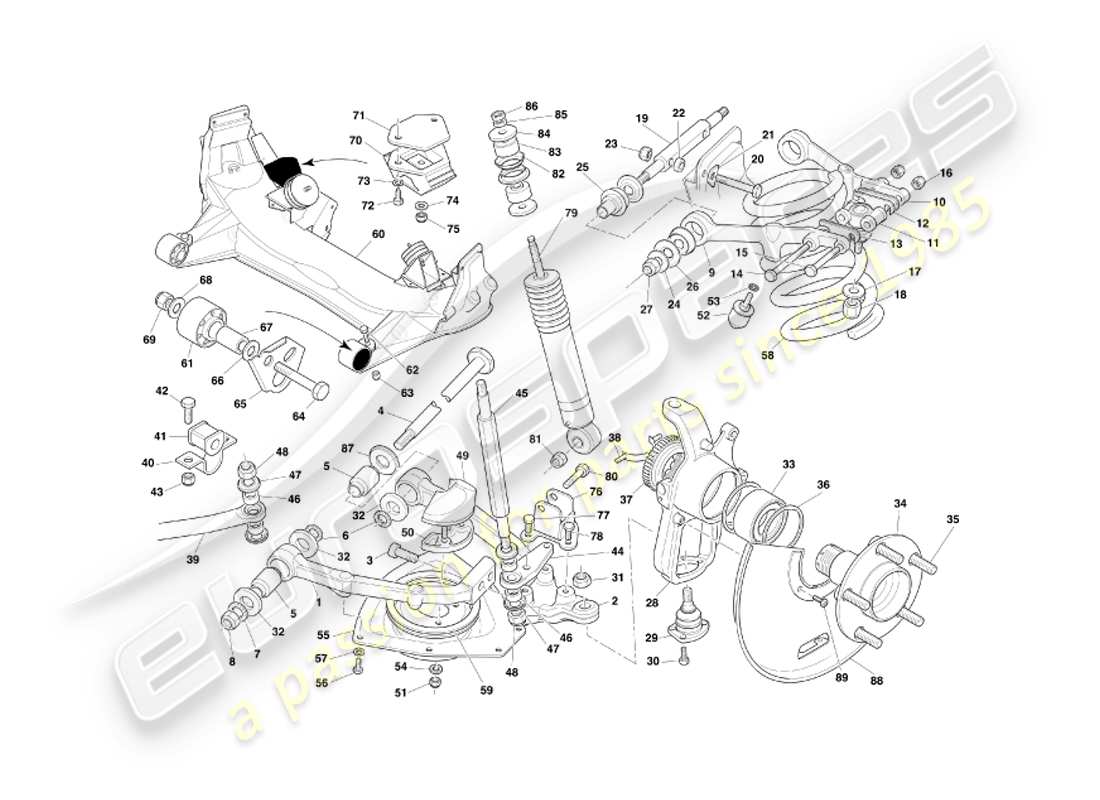 aston martin db7 vantage (2002) front suspension part diagram