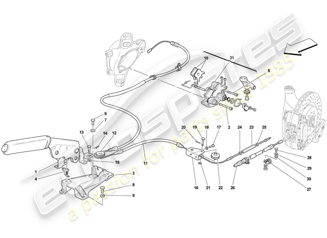 a part diagram from the ferrari f430 scuderia (rhd) parts catalogue