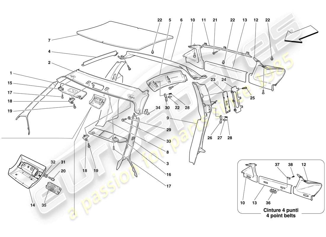 a part diagram from the Ferrari F430 Scuderia (USA) parts catalogue