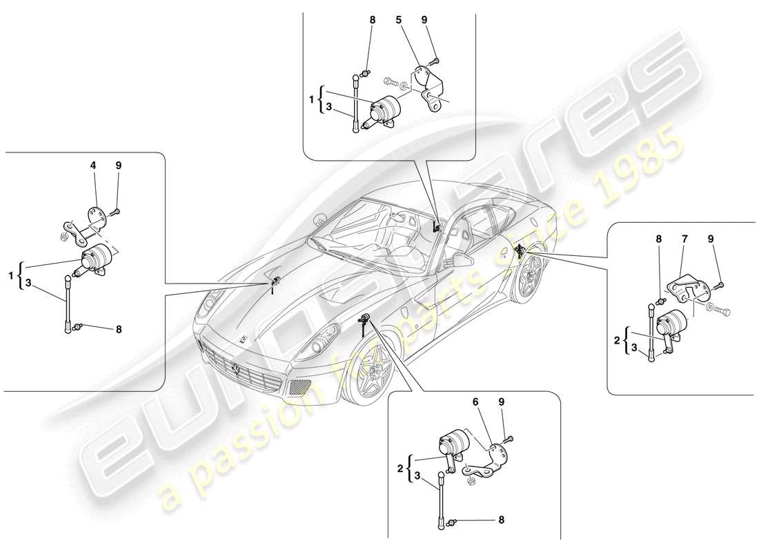 a part diagram from the ferrari 599 parts catalogue