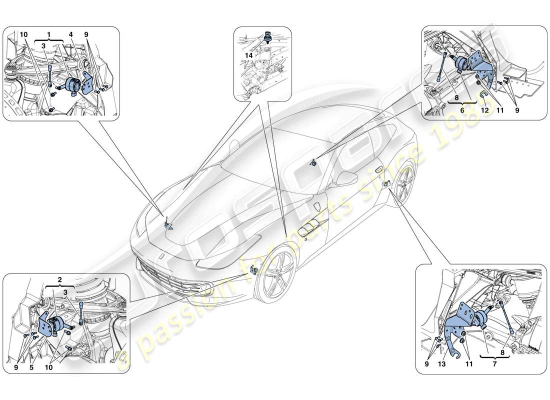 a part diagram from the ferrari gtc4 lusso t (rhd) parts catalogue