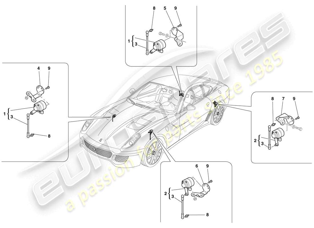 a part diagram from the ferrari 599 gto (usa) parts catalogue