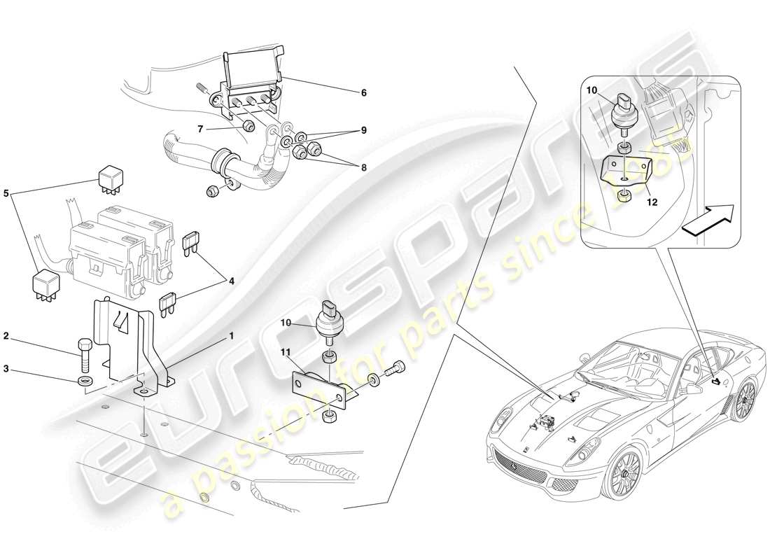 a part diagram from the ferrari 599 gto (rhd) parts catalogue