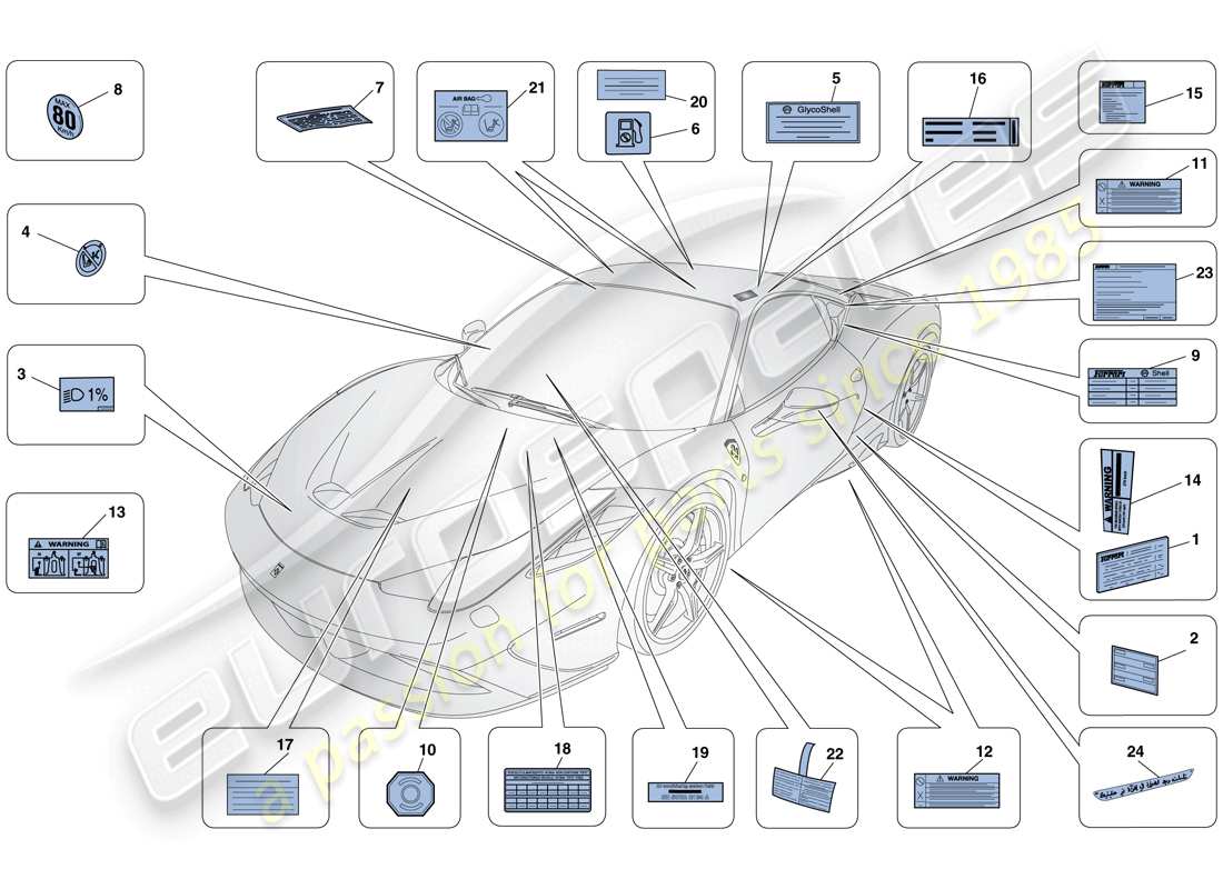 a part diagram from the ferrari 458 speciale (europe) parts catalogue