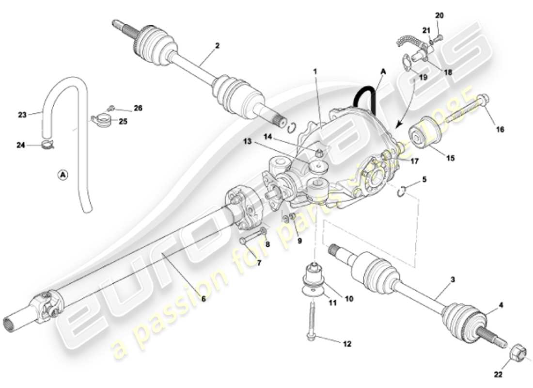 a part diagram from the aston martin vanquish (2001) parts catalogue