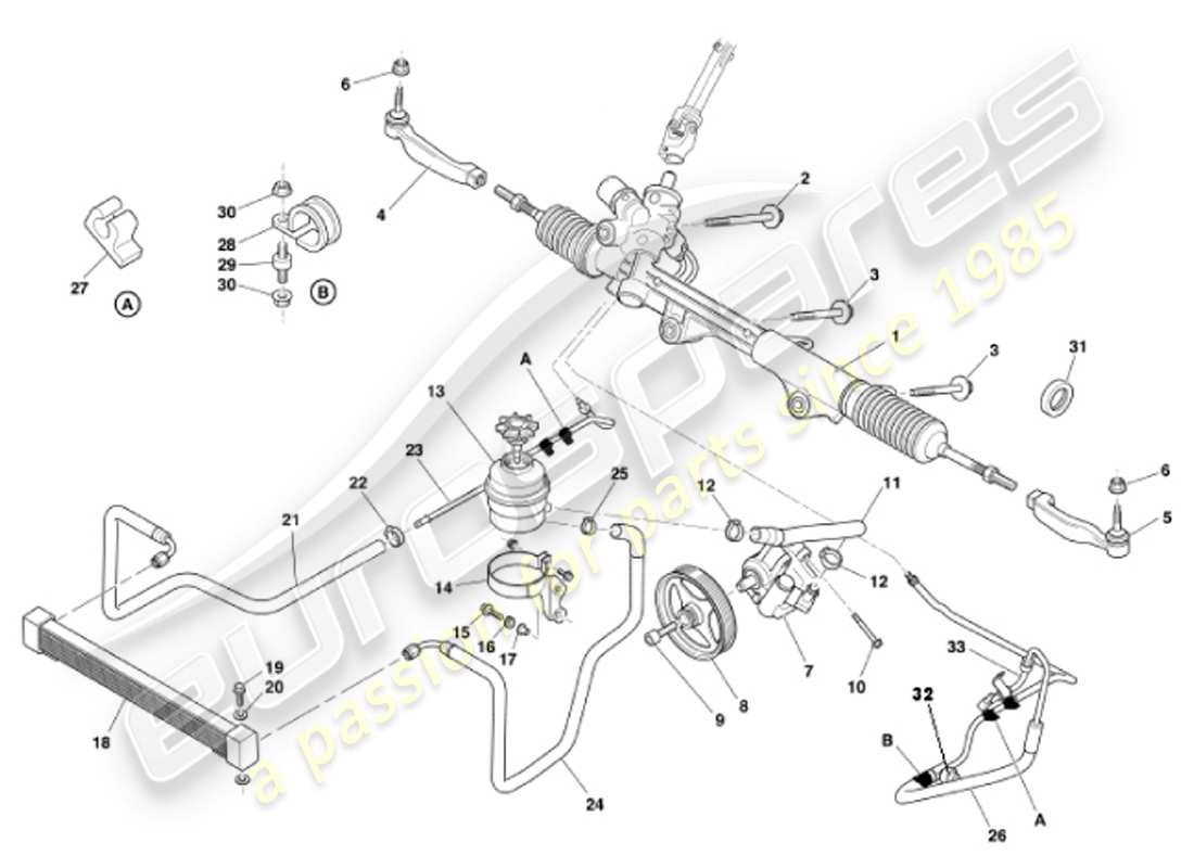 a part diagram from the aston martin vanquish (2001) parts catalogue