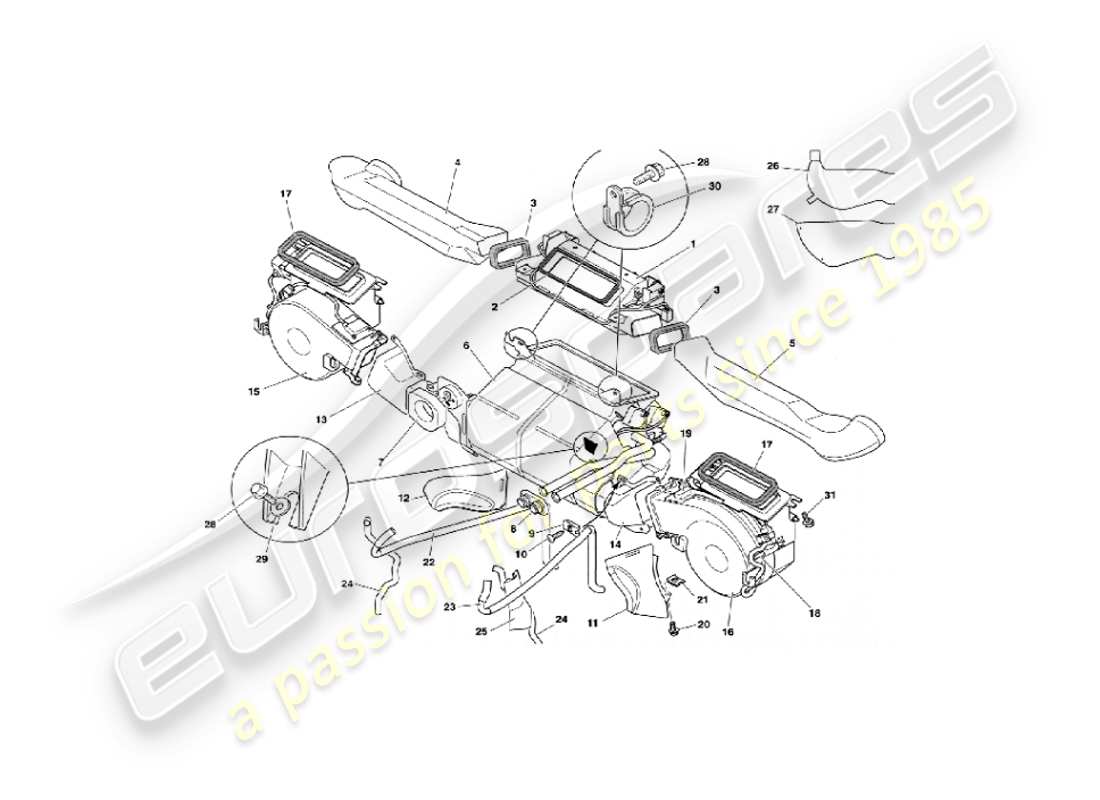 a part diagram from the aston martin vanquish (2003) parts catalogue