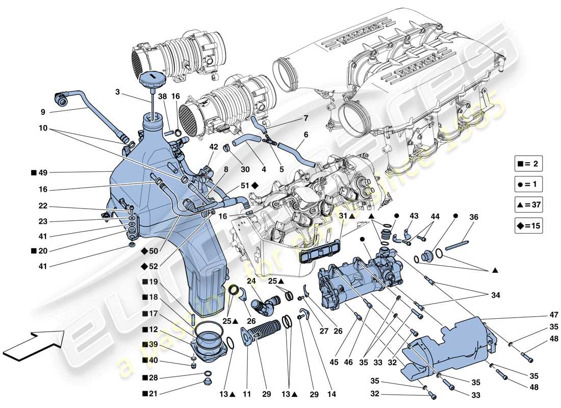 a part diagram from the ferrari 458 speciale (rhd) parts catalogue