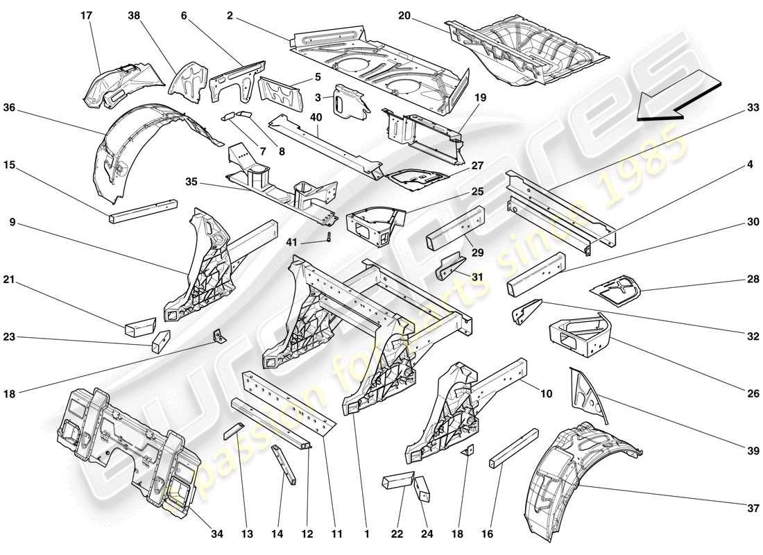 a part diagram from the ferrari 599 gto (usa) parts catalogue