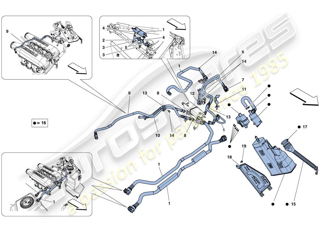 a part diagram from the ferrari 458 parts catalogue