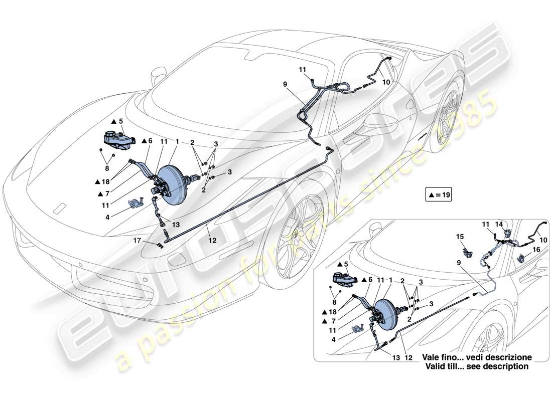 a part diagram from the ferrari 458 italia (usa) parts catalogue