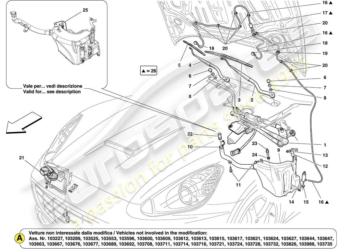 a part diagram from the ferrari california (europe) parts catalogue