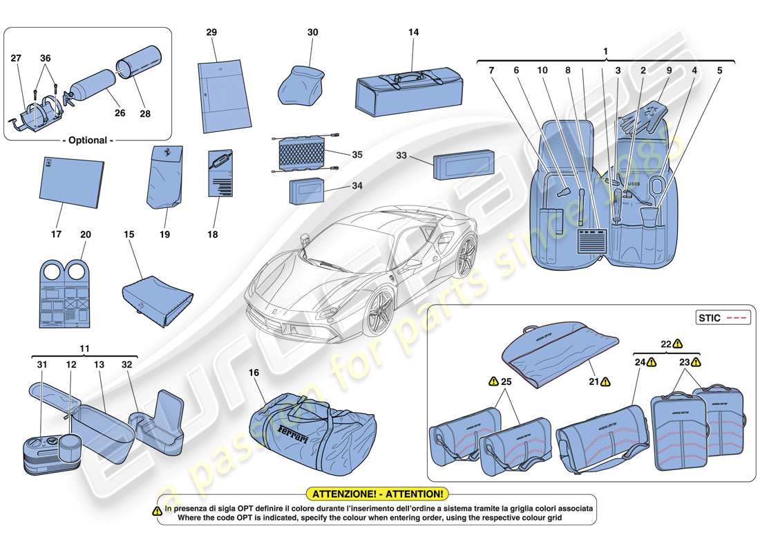 a part diagram from the ferrari 488 parts catalogue