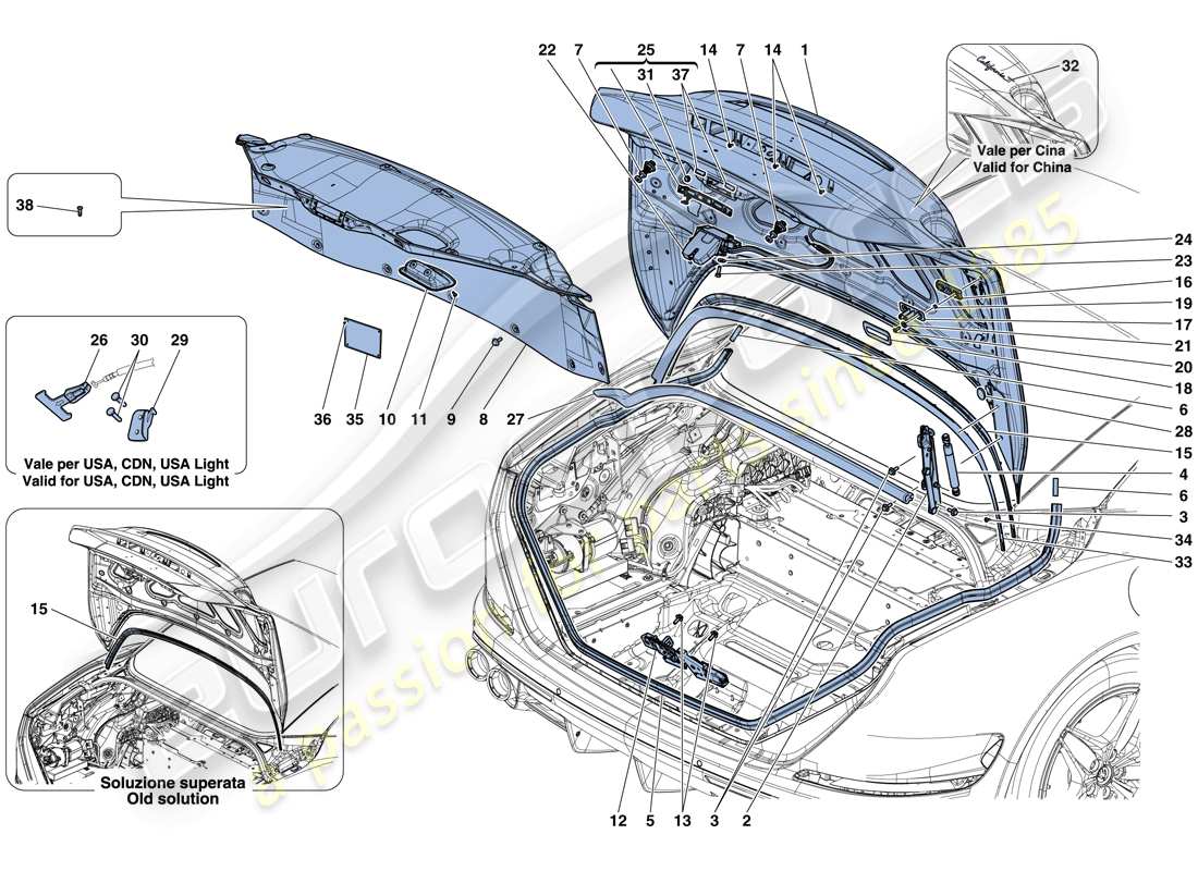 a part diagram from the ferrari california parts catalogue