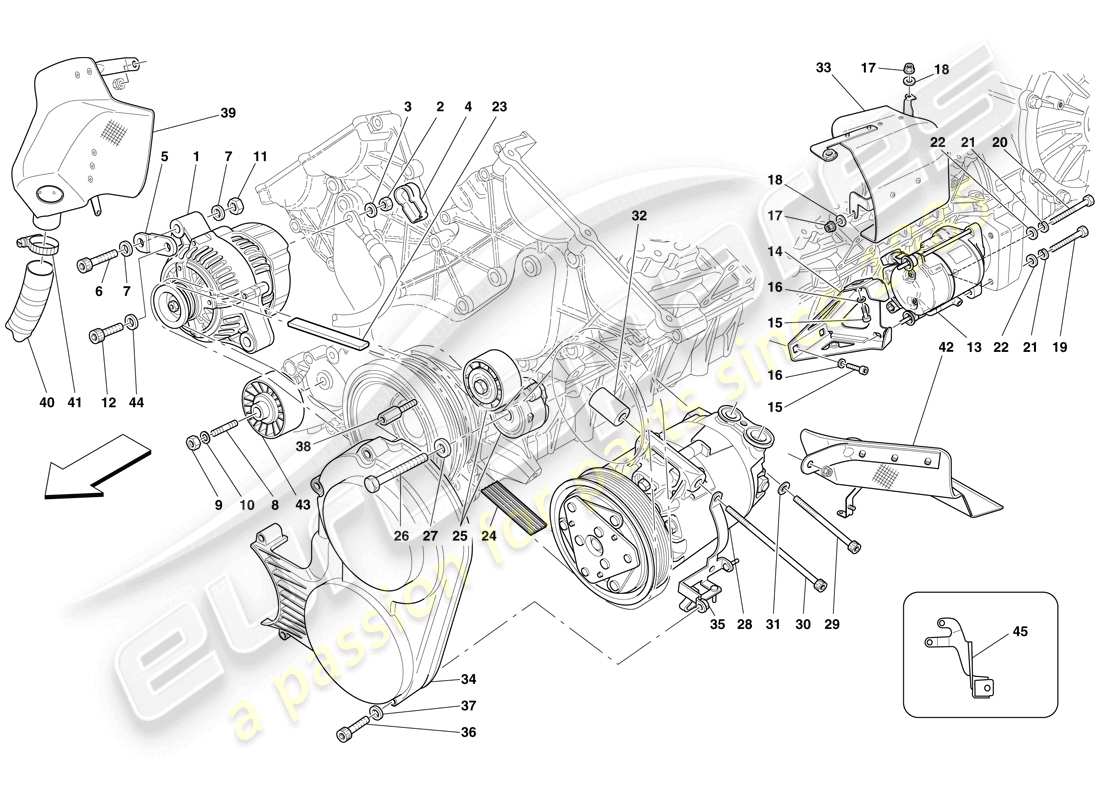 a part diagram from the ferrari 599 gto (usa) parts catalogue
