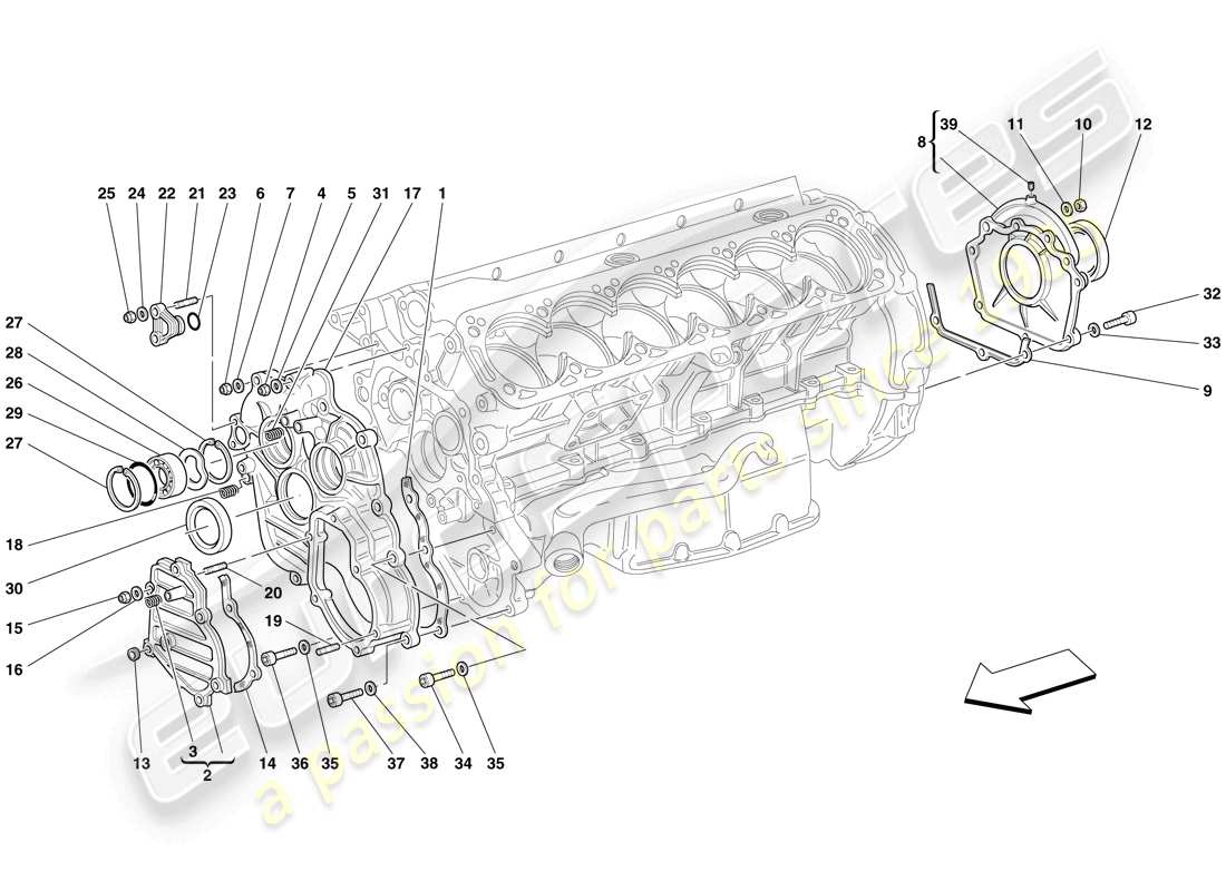 a part diagram from the ferrari 612 scaglietti (europe) parts catalogue