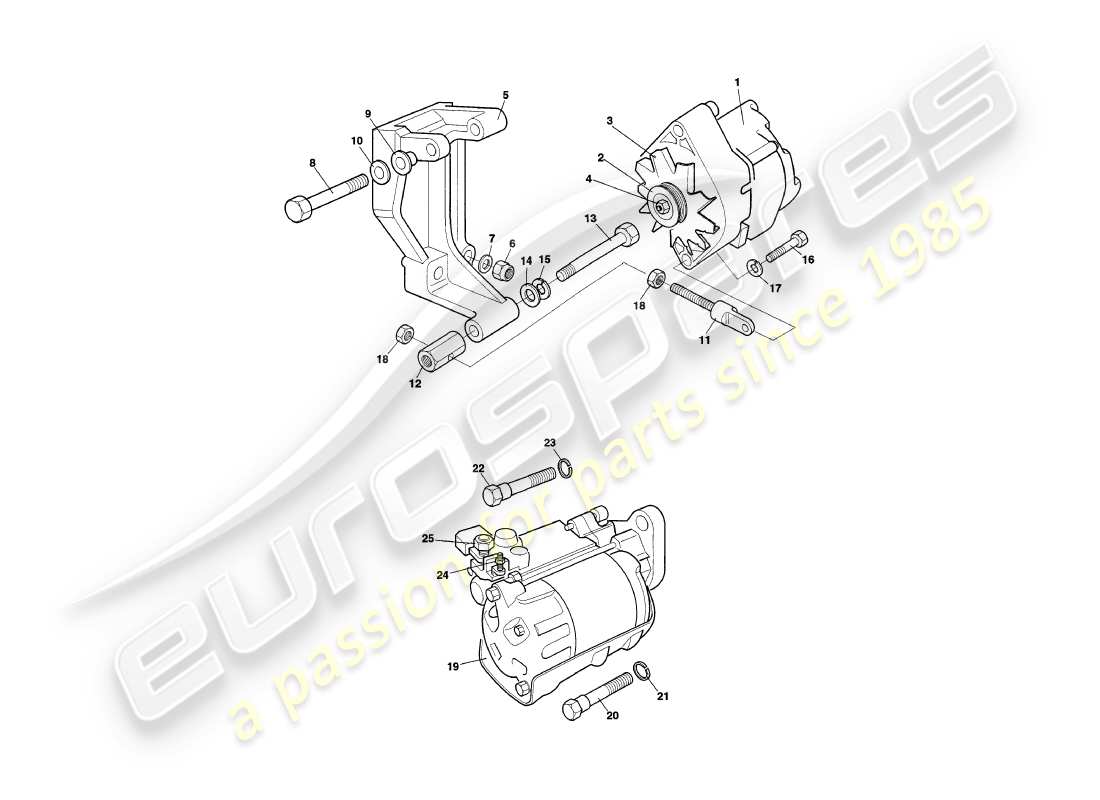 a part diagram from the aston martin v8 volante parts catalogue