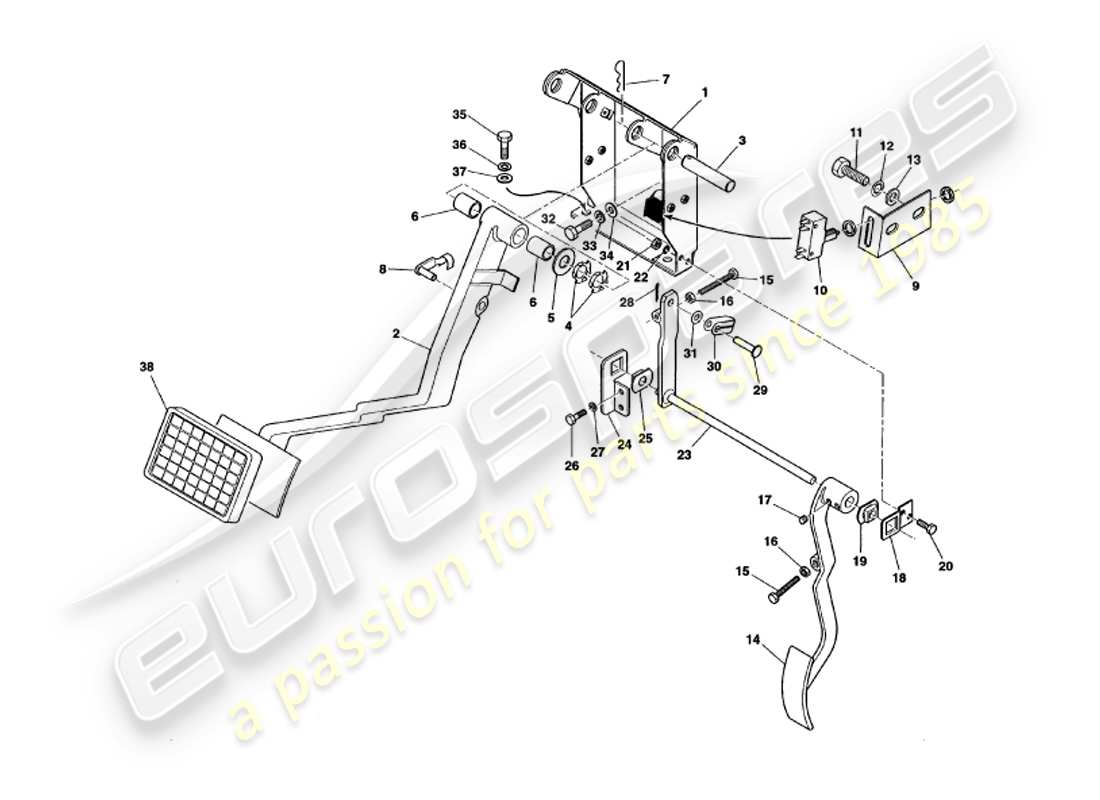 a part diagram from the aston martin v8 volante parts catalogue