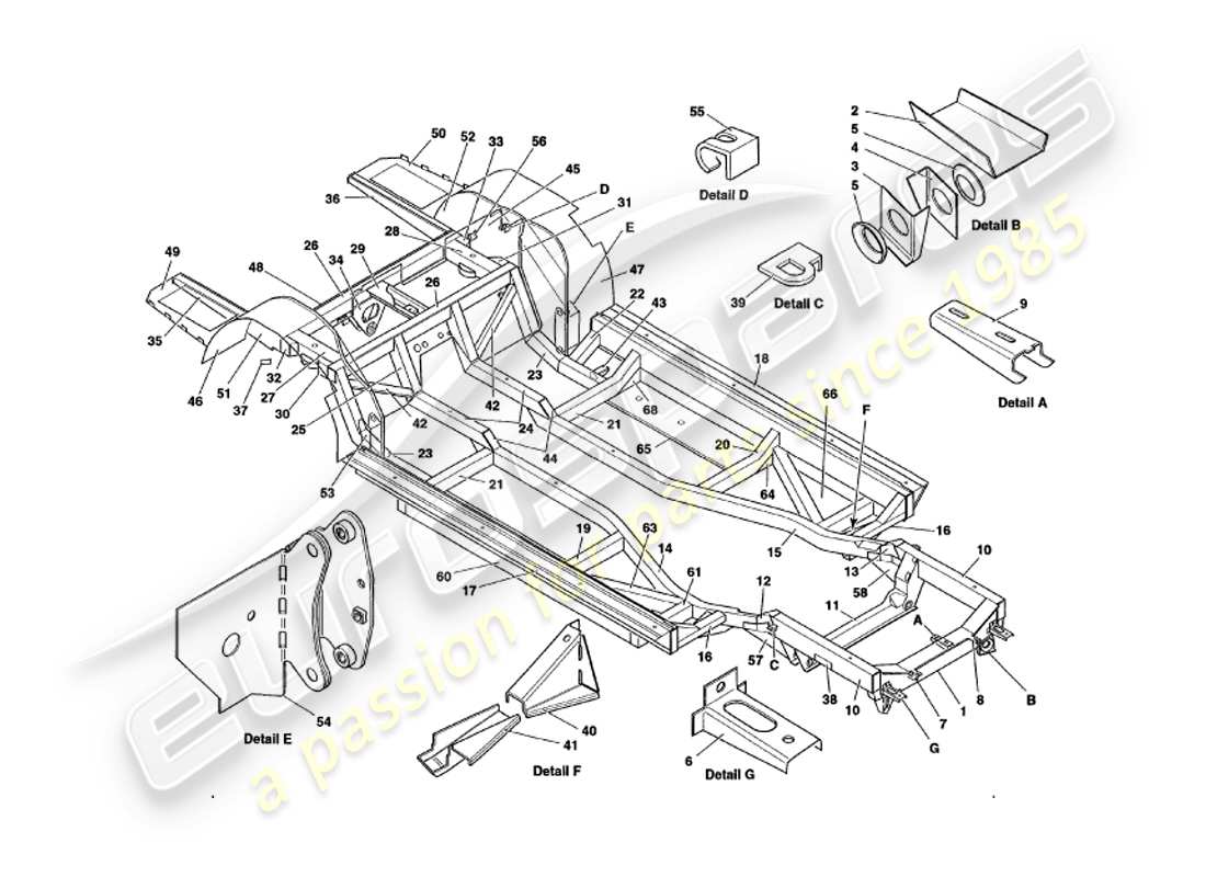 a part diagram from the aston martin v8 volante parts catalogue