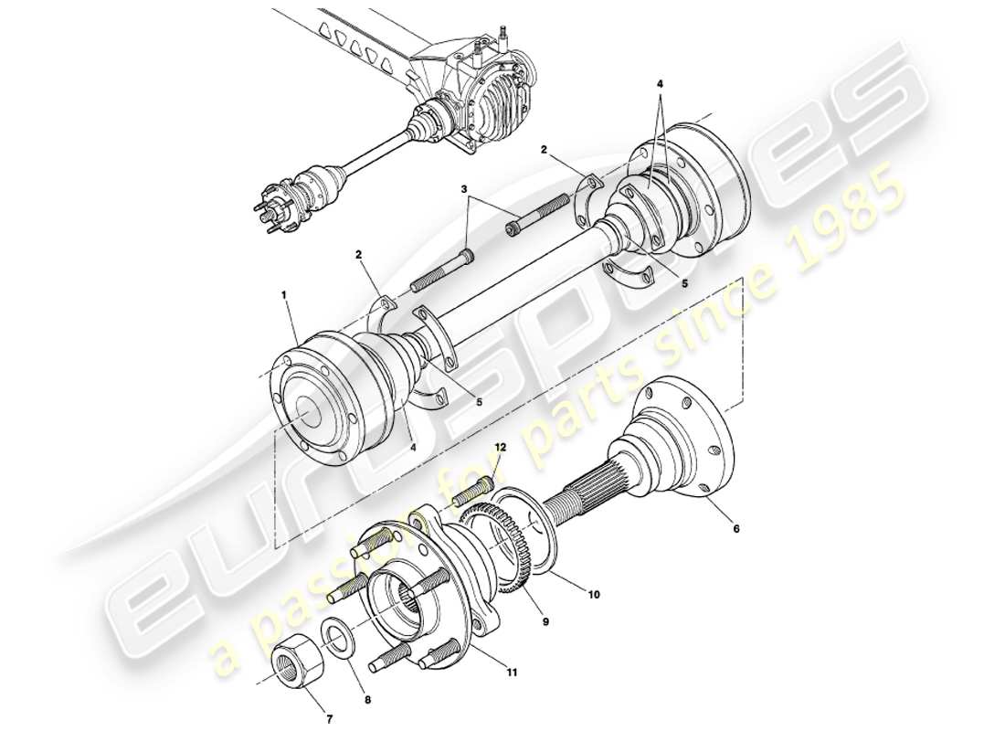 a part diagram from the aston martin v8 volante parts catalogue
