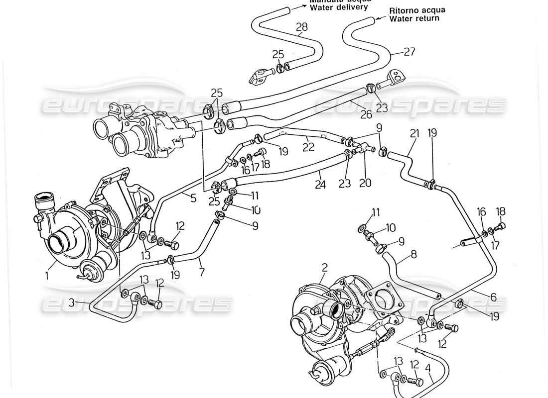 a part diagram from the maserati biturbo (1983-1995) parts catalogue