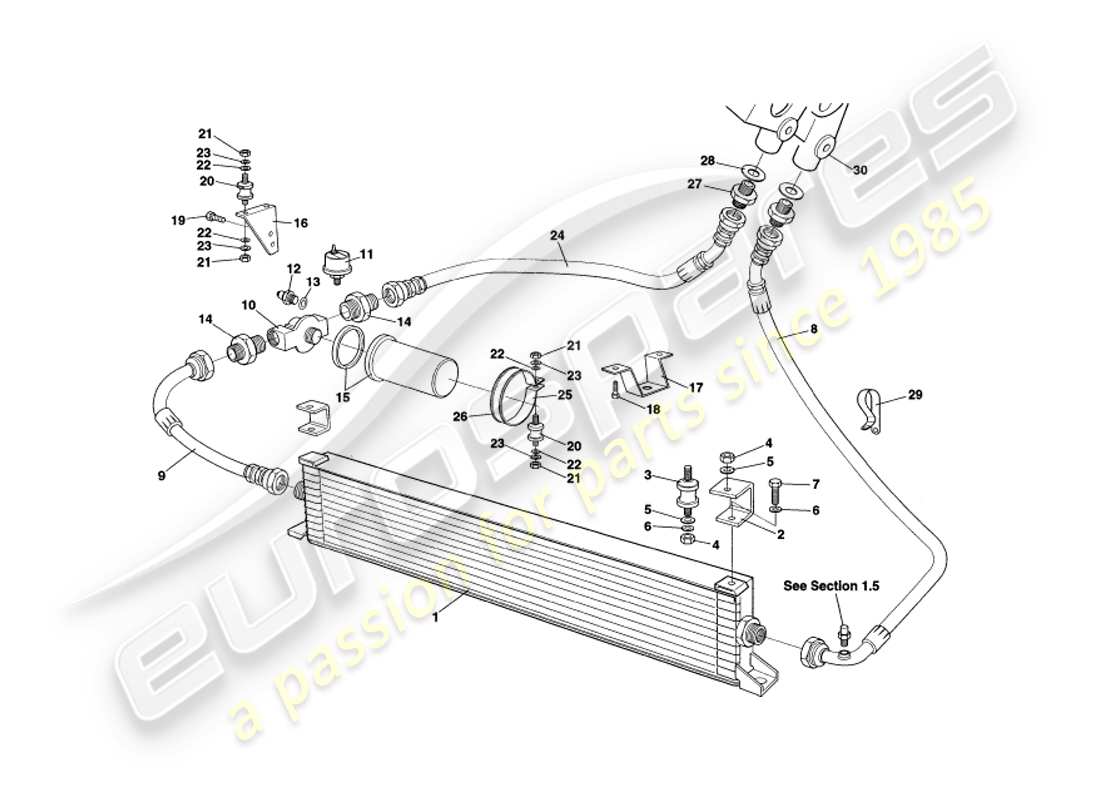 a part diagram from the aston martin v8 volante parts catalogue