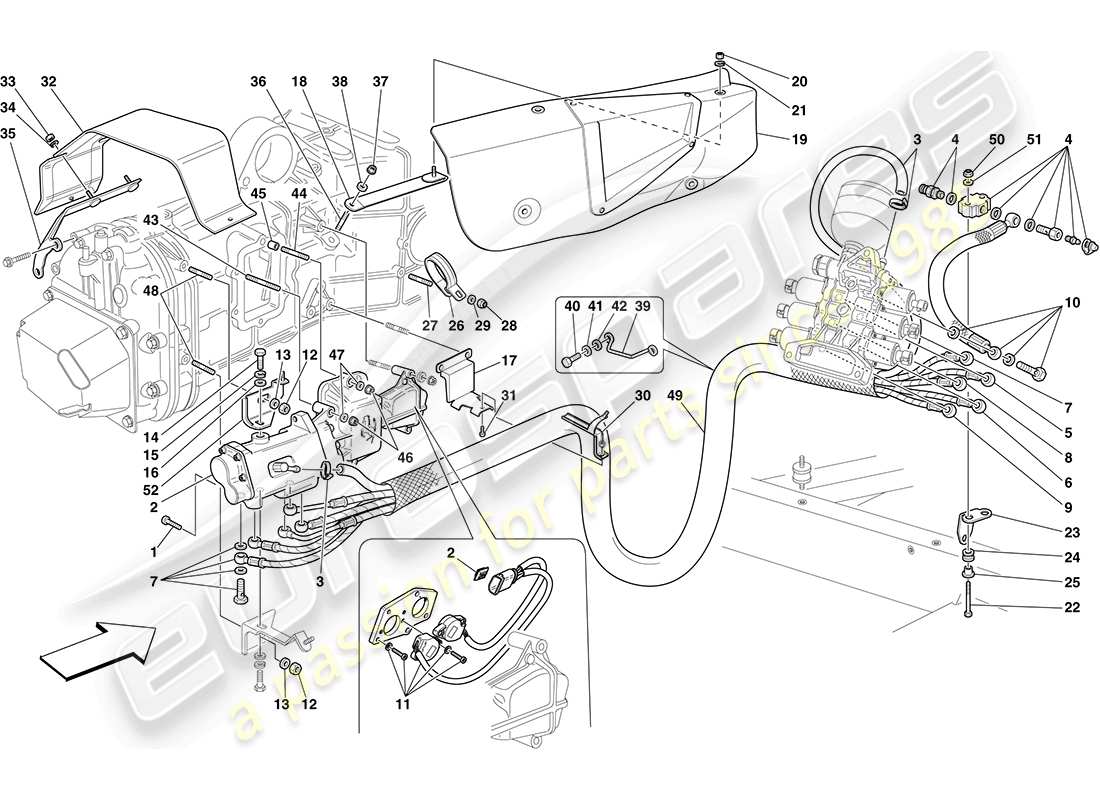 a part diagram from the ferrari f430 coupe (rhd) parts catalogue