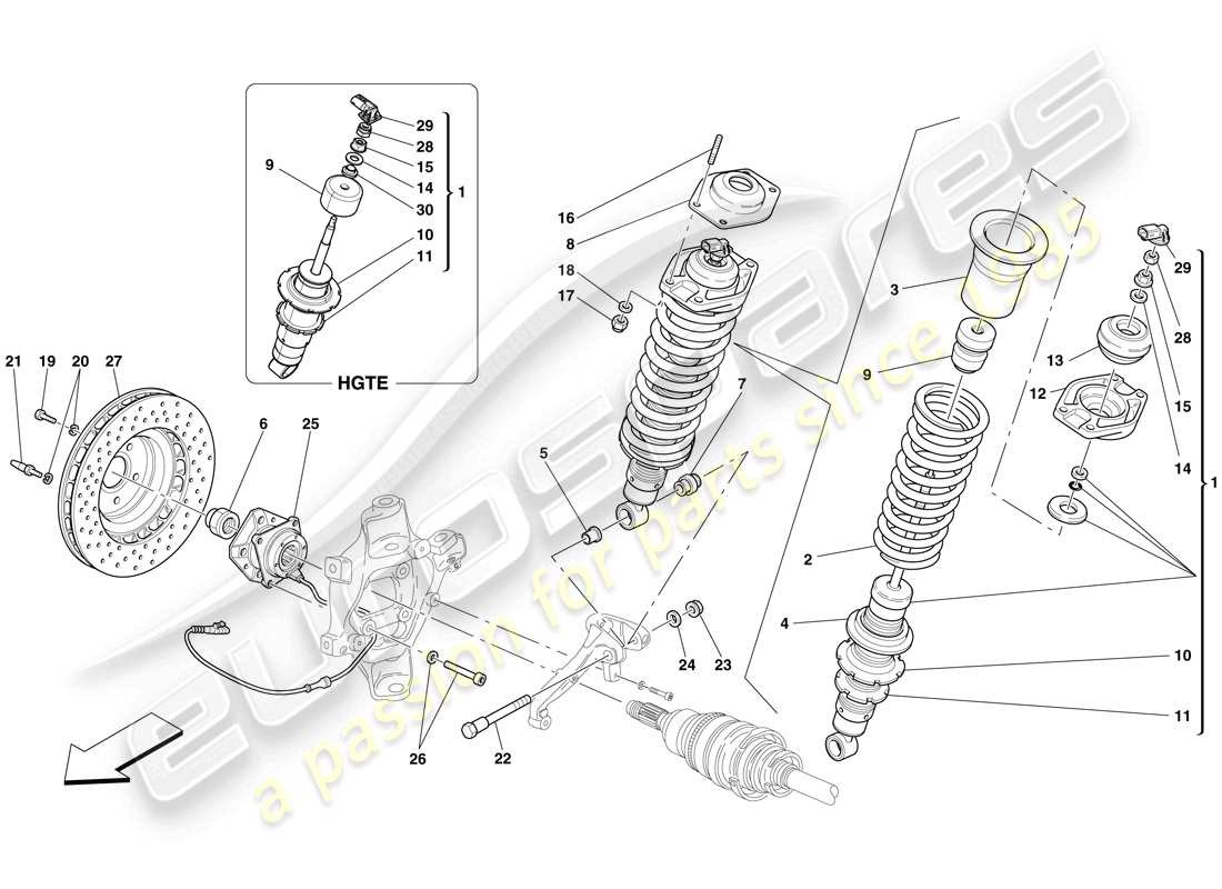 a part diagram from the ferrari 599 gtb fiorano (europe) parts catalogue