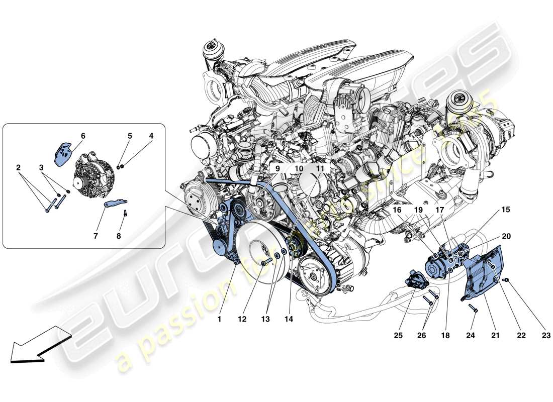 a part diagram from the Ferrari 488 GTB (Europe) parts catalogue