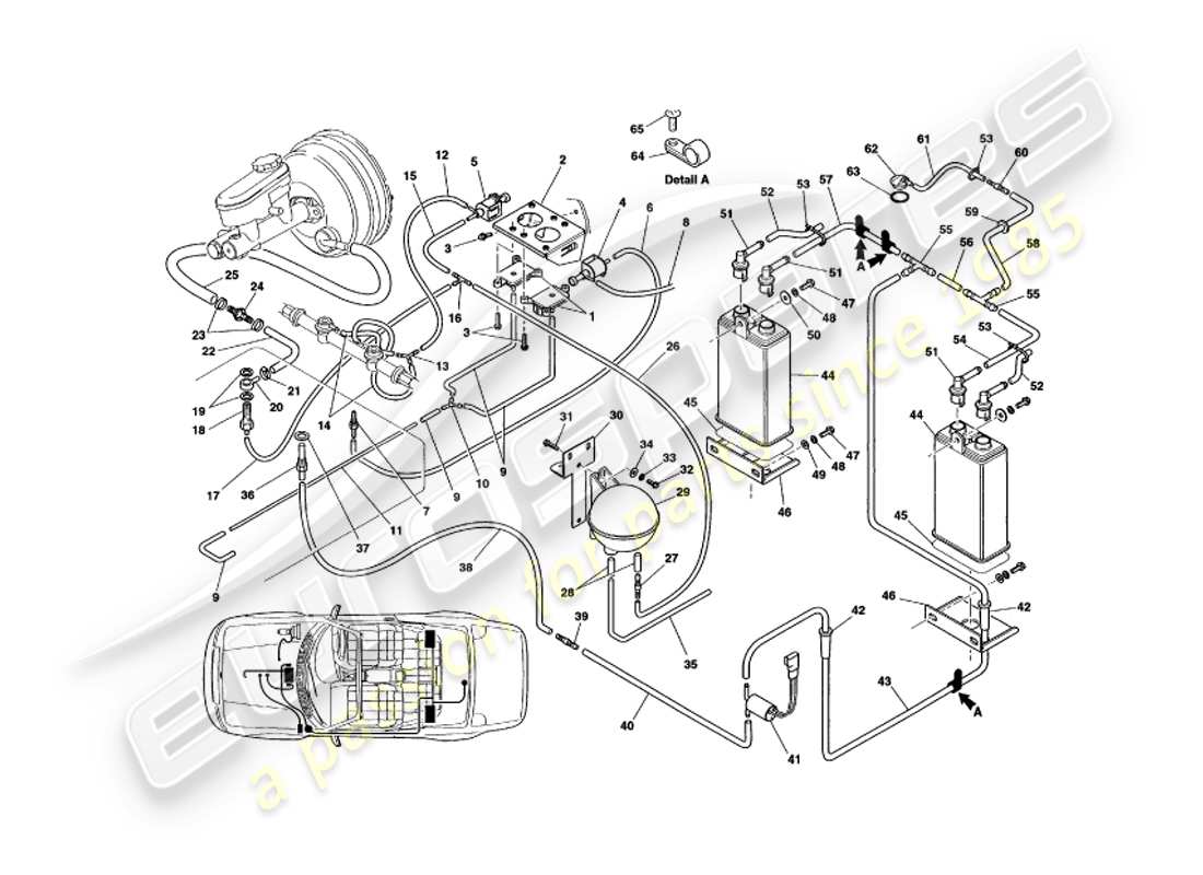 a part diagram from the aston martin v8 volante parts catalogue