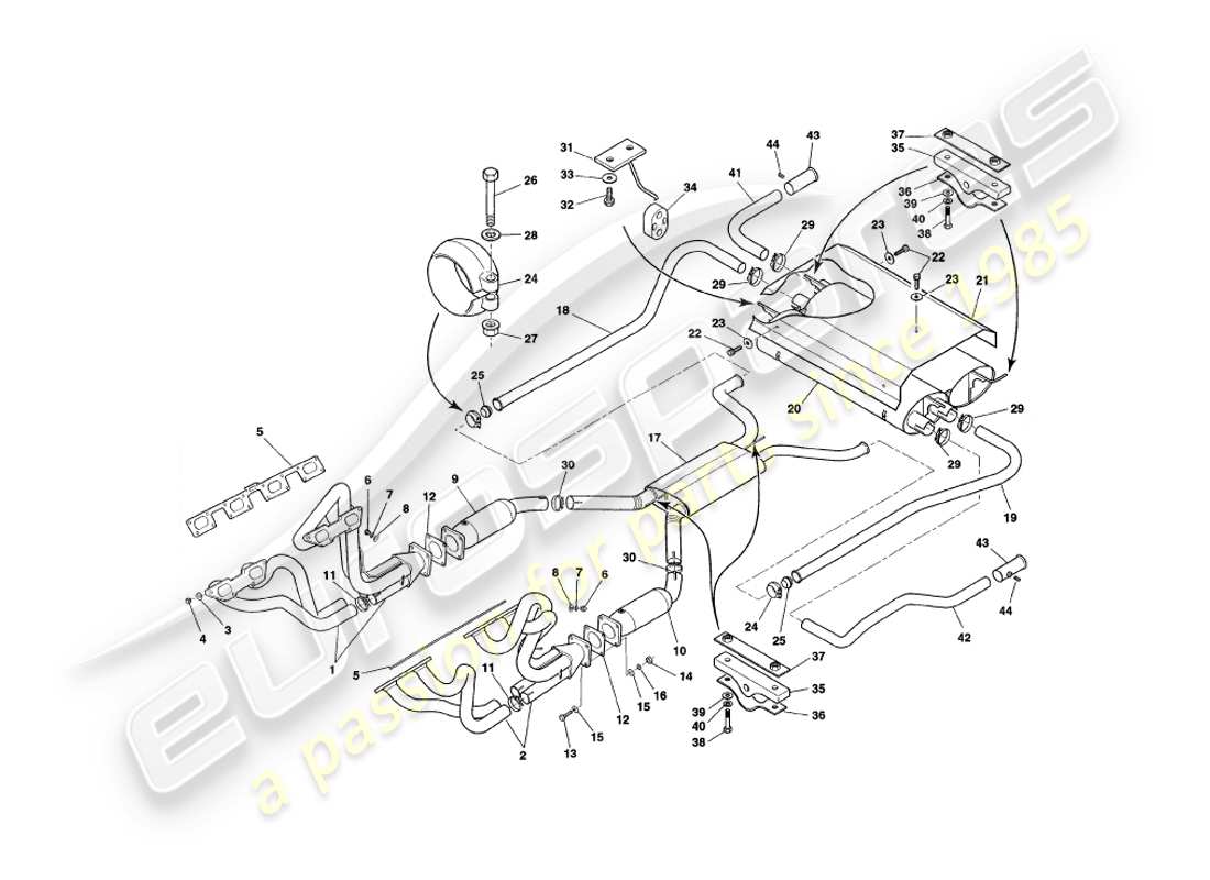 a part diagram from the aston martin v8 coupe parts catalogue