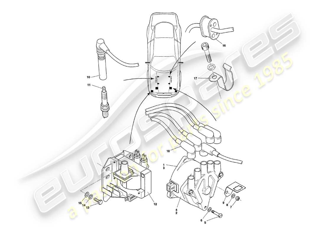 a part diagram from the aston martin v8 coupe parts catalogue
