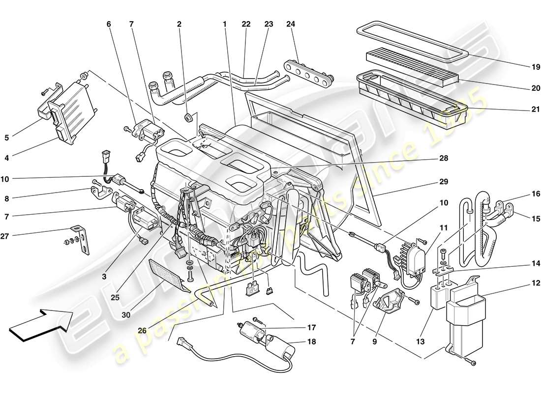 a part diagram from the Ferrari F430 Coupe (RHD) parts catalogue