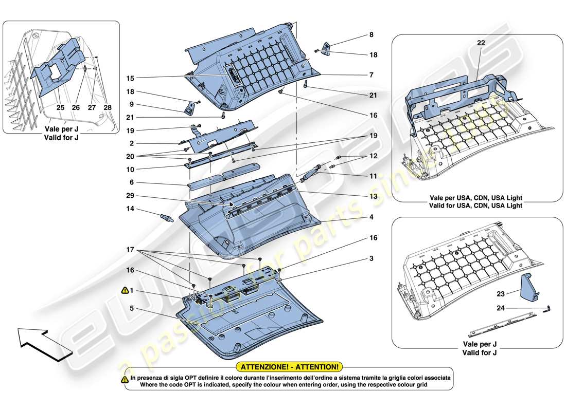 a part diagram from the ferrari gtc4 lusso (europe) parts catalogue