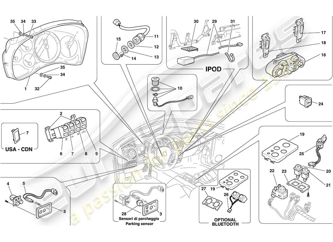 a part diagram from the Ferrari F430 Coupe (RHD) parts catalogue