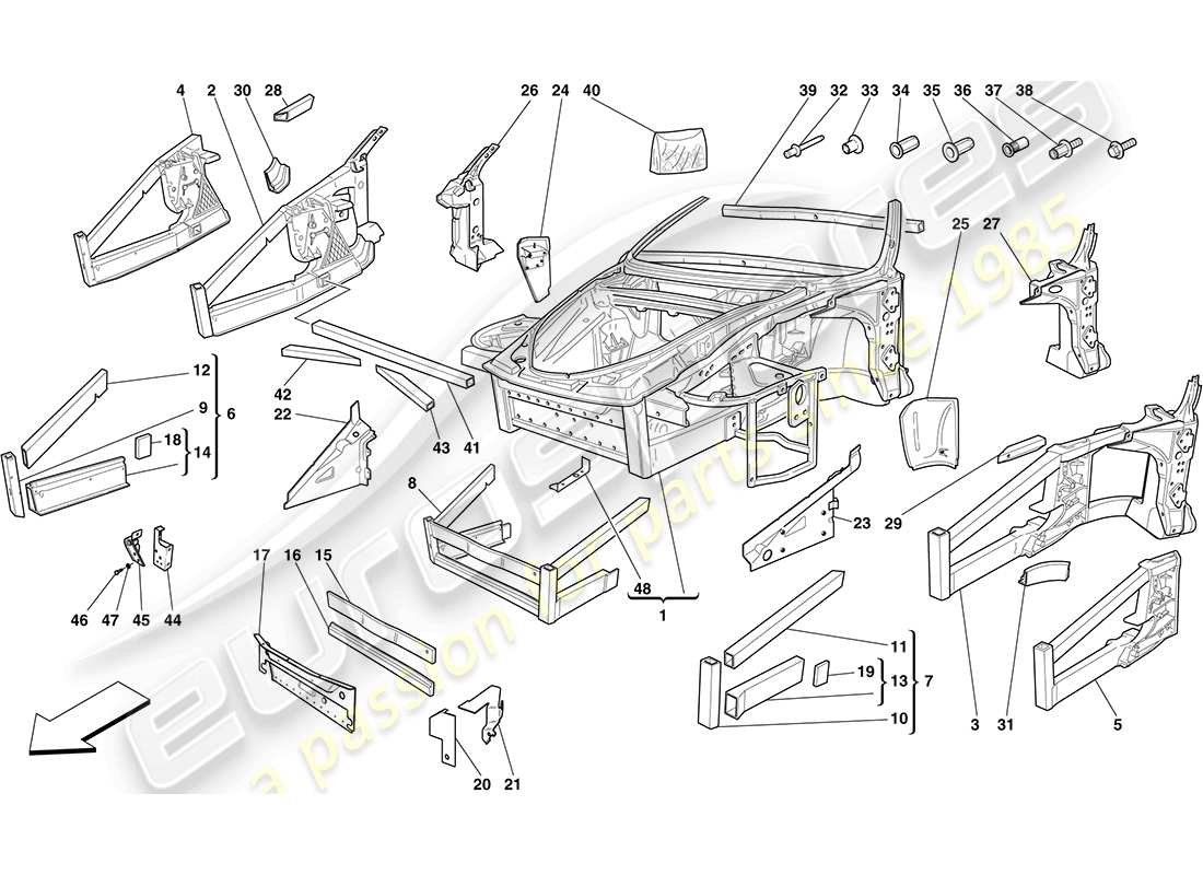 a part diagram from the Ferrari F430 Coupe (RHD) parts catalogue