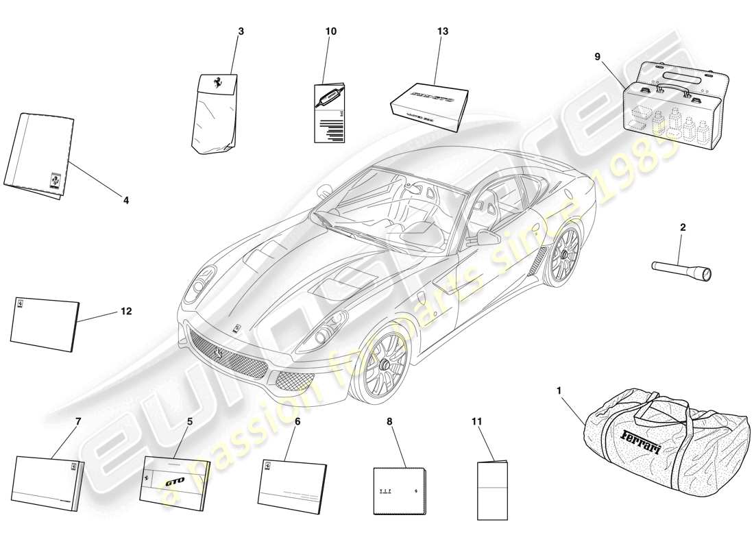 a part diagram from the ferrari 599 parts catalogue