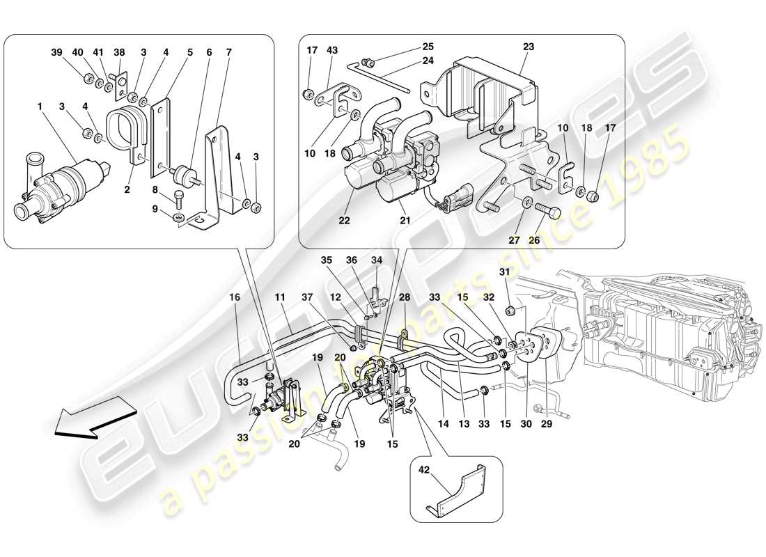 a part diagram from the ferrari 599 sa aperta (rhd) parts catalogue