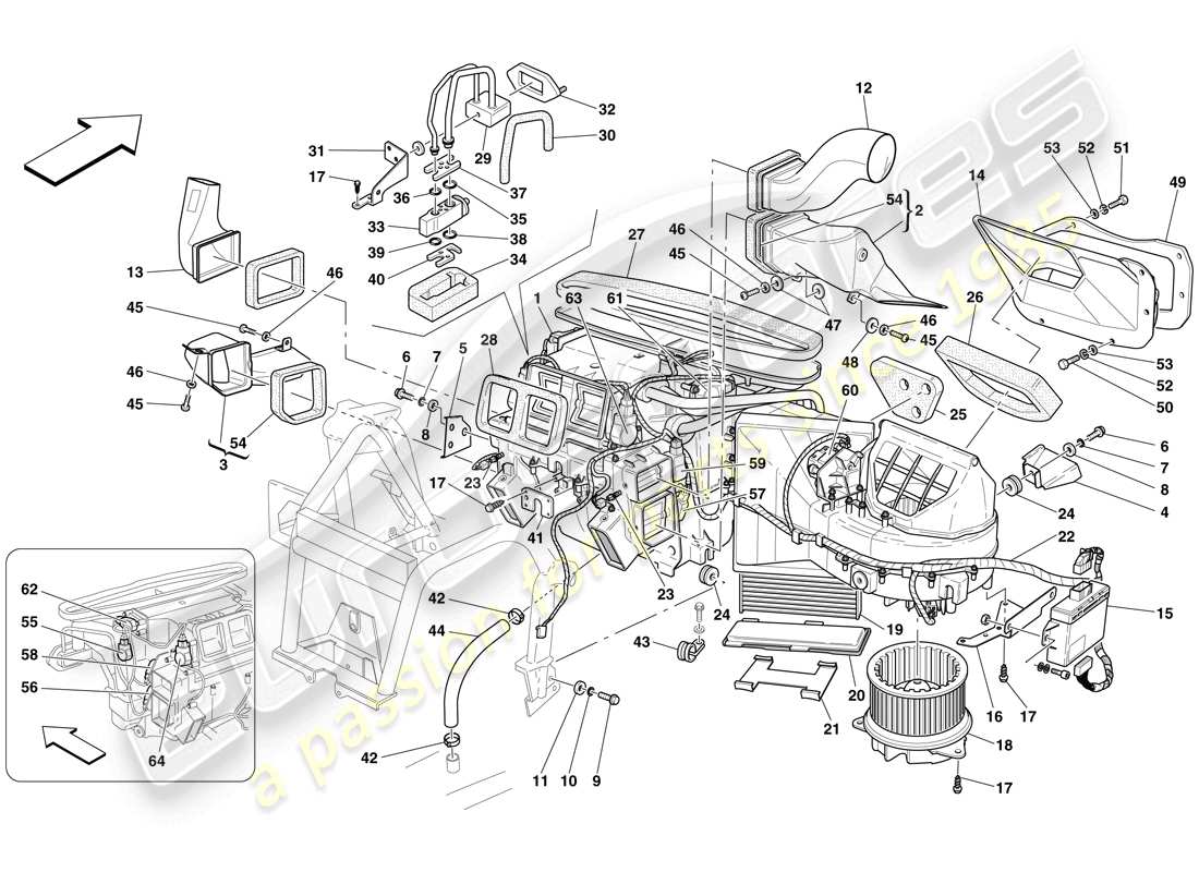 a part diagram from the ferrari 599 gtb fiorano (rhd) parts catalogue