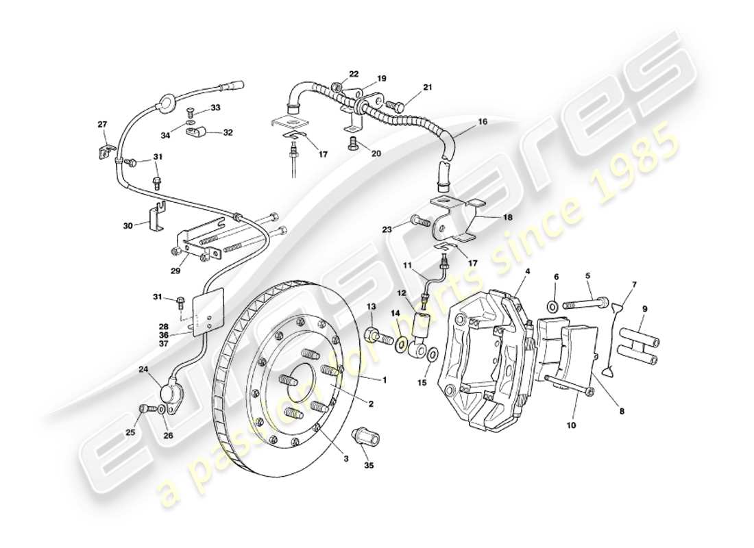 a part diagram from the aston martin v8 volante parts catalogue