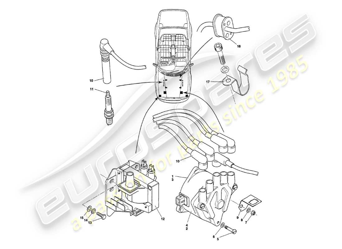VIEW PARTS DIAGRAMS FROM THE ASTON MARTIN V8 VOLANTE PARTS CATALOGUE a part diagram from the aston martin v8 volante parts catalogue
