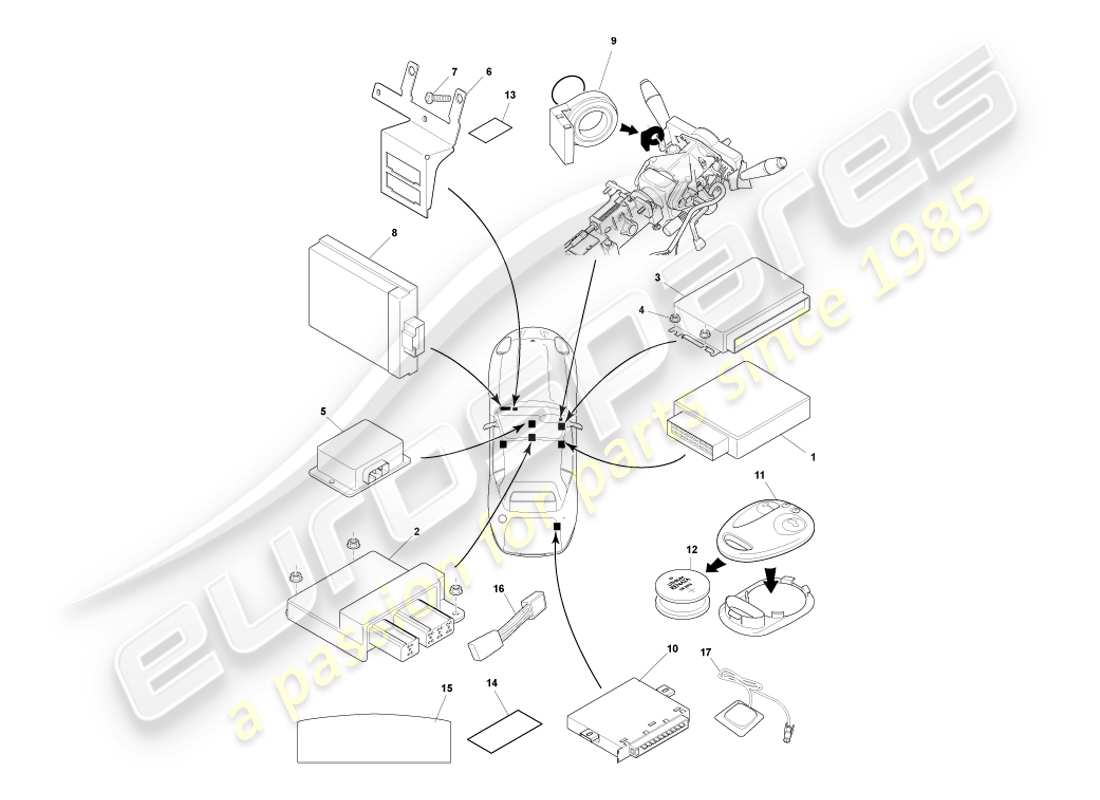 VIEW PARTS DIAGRAMS FROM THE ASTON MARTIN DB7 PARTS CATALOGUE a part diagram from the aston martin db7 parts catalogue