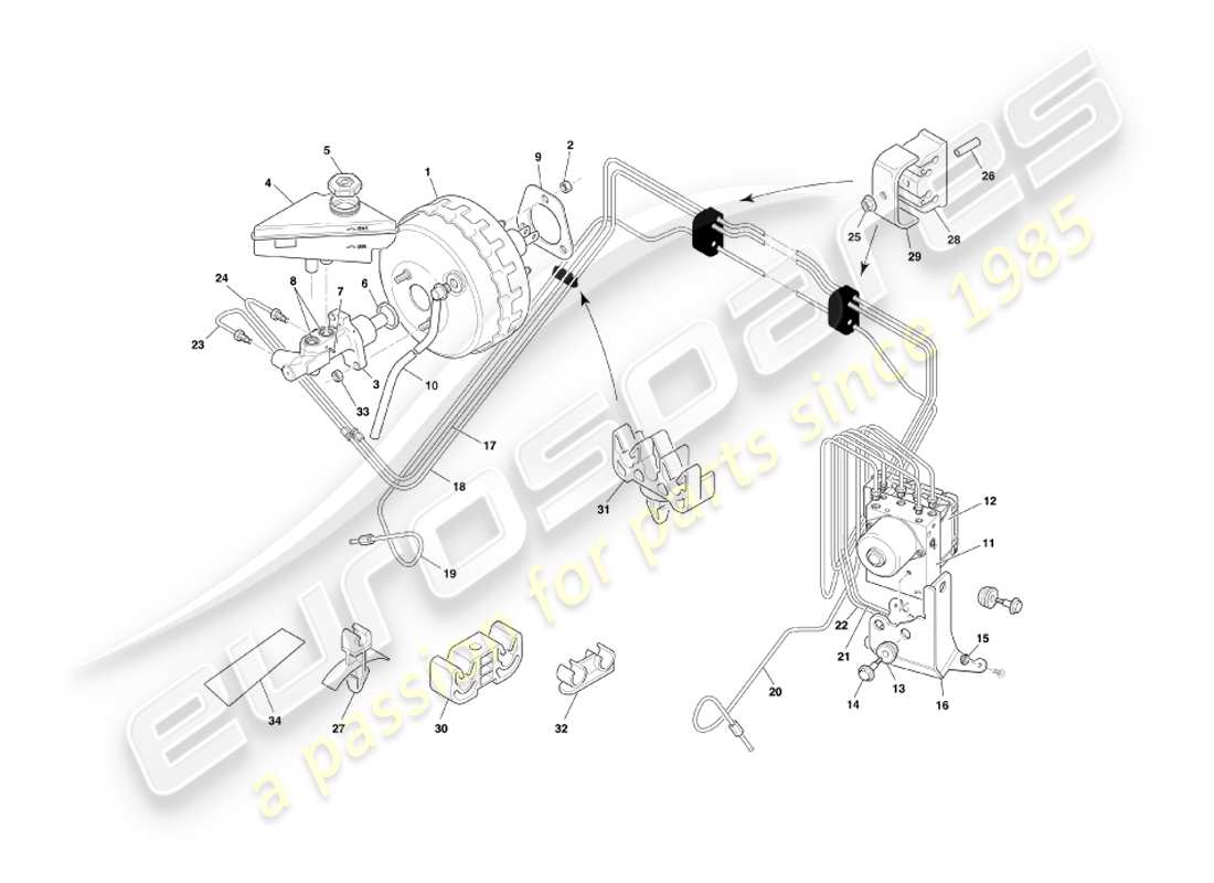 a part diagram from the aston martin db7 vantage (2001) parts catalogue