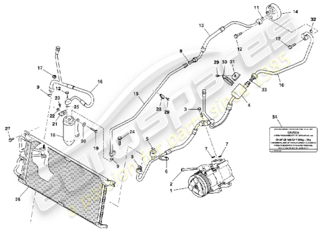 a part diagram from the aston martin vanquish (2001) parts catalogue