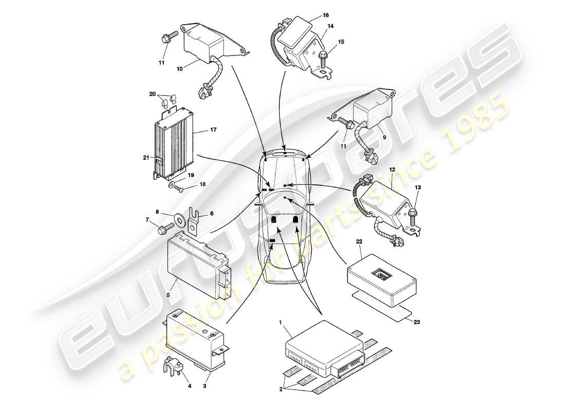 VIEW PARTS DIAGRAMS FROM THE ASTON MARTIN V8 COUPE PARTS CATALOGUE a part diagram from the aston martin v8 coupe parts catalogue