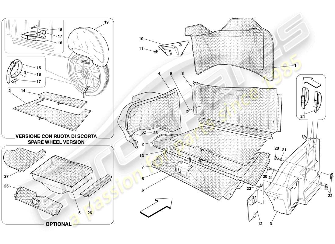 a part diagram from the ferrari 599 gtb fiorano (usa) parts catalogue