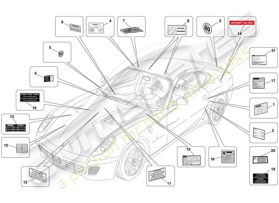 VIEW PARTS DIAGRAMS FROM THE FERRARI 599 PARTS CATALOGUE a part diagram from the ferrari 599 parts catalogue