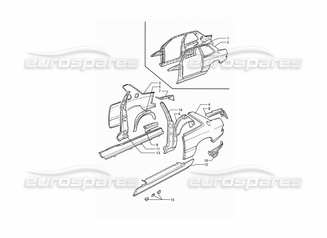 a part diagram from the maserati ghibli (1993-1995) parts catalogue